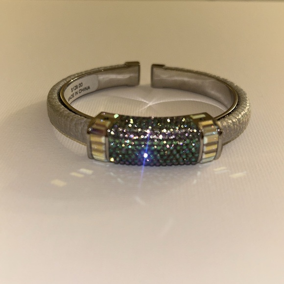 Henri Bendel Crystal Cuff Bracelet Silver Turquoise - Picture 2 of 8